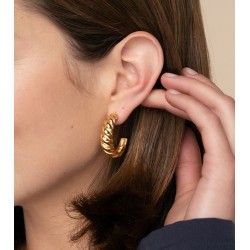 Gold Croissant Hoop Earrings