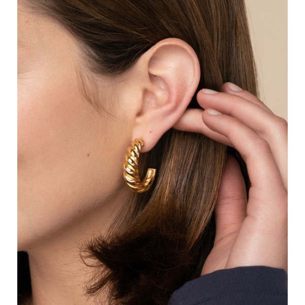 Gold Croissant Hoop Earrings
